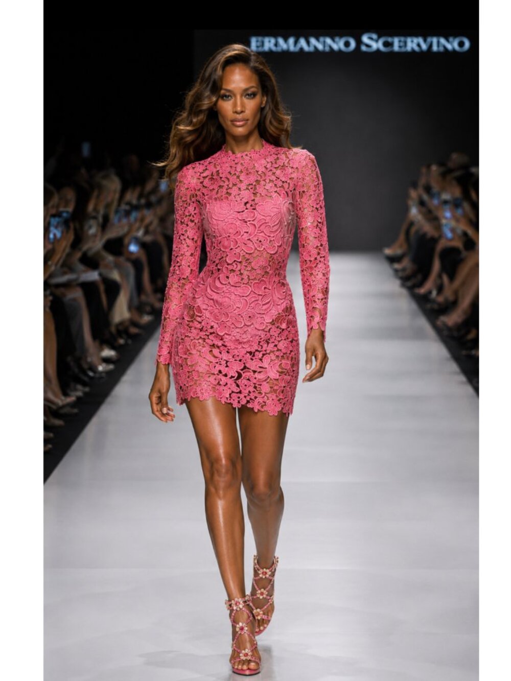 RARE ERMANNO SCERVINO RUNWAY 3D LACE DRESS SIZE 42 IT,6 US
